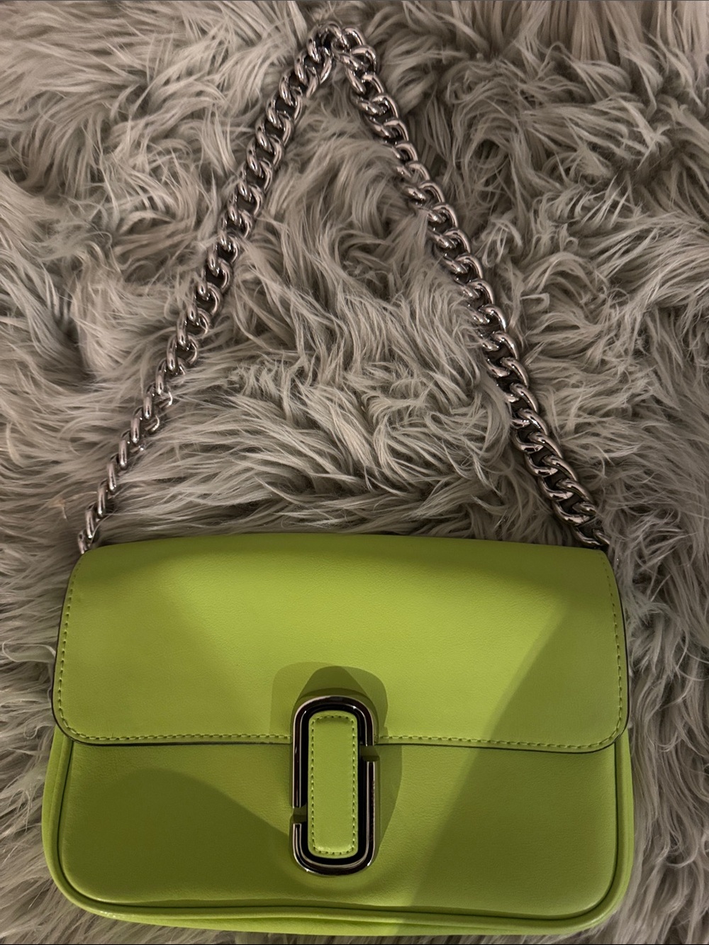 Marc Jacobs Neon Lime Chain-Accent Crossbody Bag